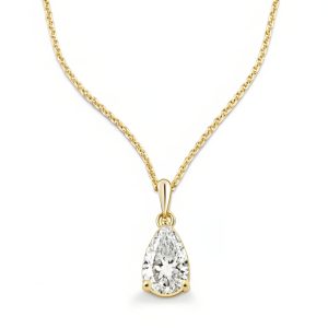 Product Name: Pear-Shaped Lab-Grown Diamond Solitaire Pendant in 14k Yellow Gold