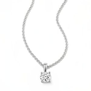 Classic Solitaire Lab-Grown Diamond Pendant in 14K White Gold